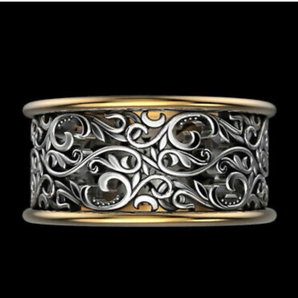New Sterling silver and 18k gold plated Unique Band Ring - Picture 3 of 3